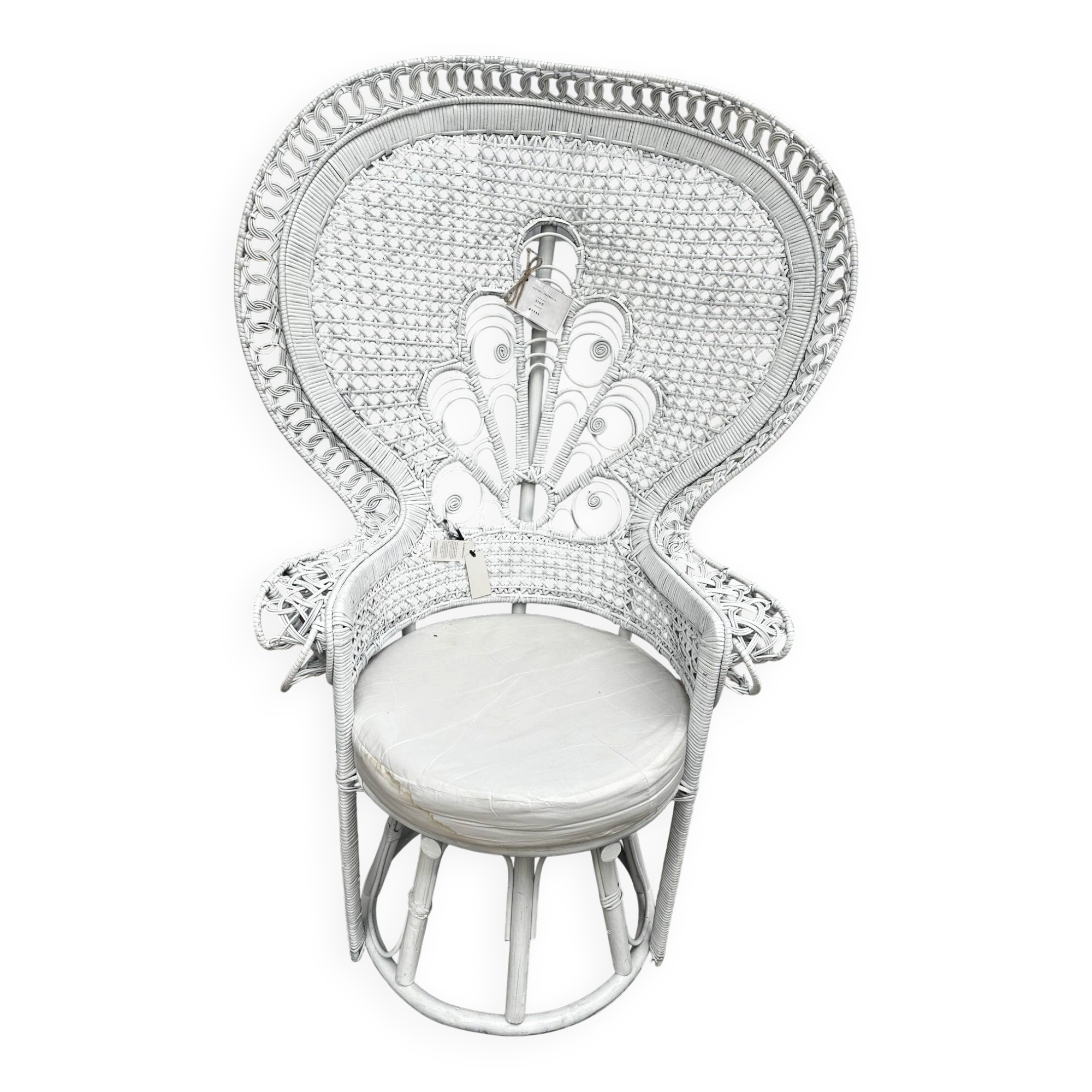 Emmanuelle armchair, peacock tail in rattan