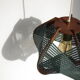 Dark green woven lamp to hang