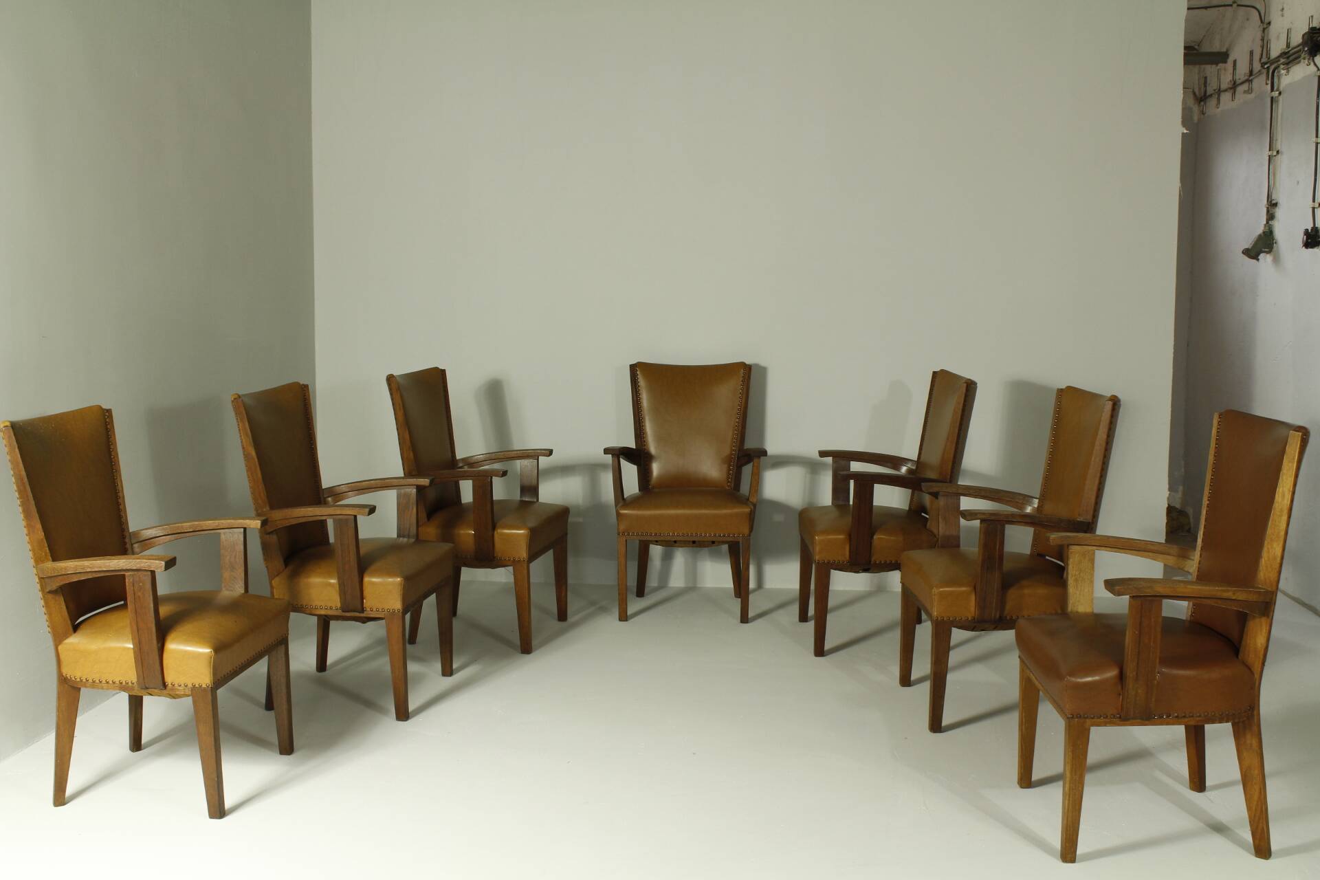 Armchairs by H. Wouda for H. Pander & Zn., 1920s, Set of 7