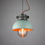 Vintage mint industrial hanging light from TEP
