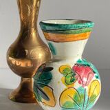 Vases céramique et laiton artisanal vintage
