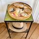 Bamboo butterfly tray and 6 vintage coasters