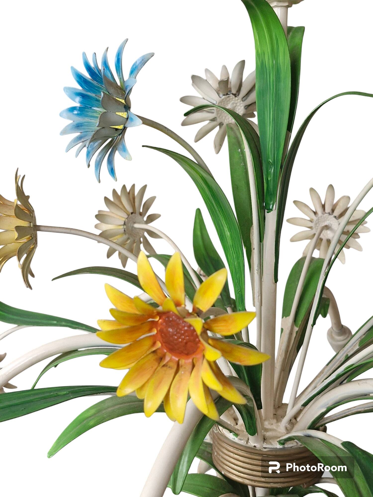 Flower chandelier in sheet metal Italy 1970s
