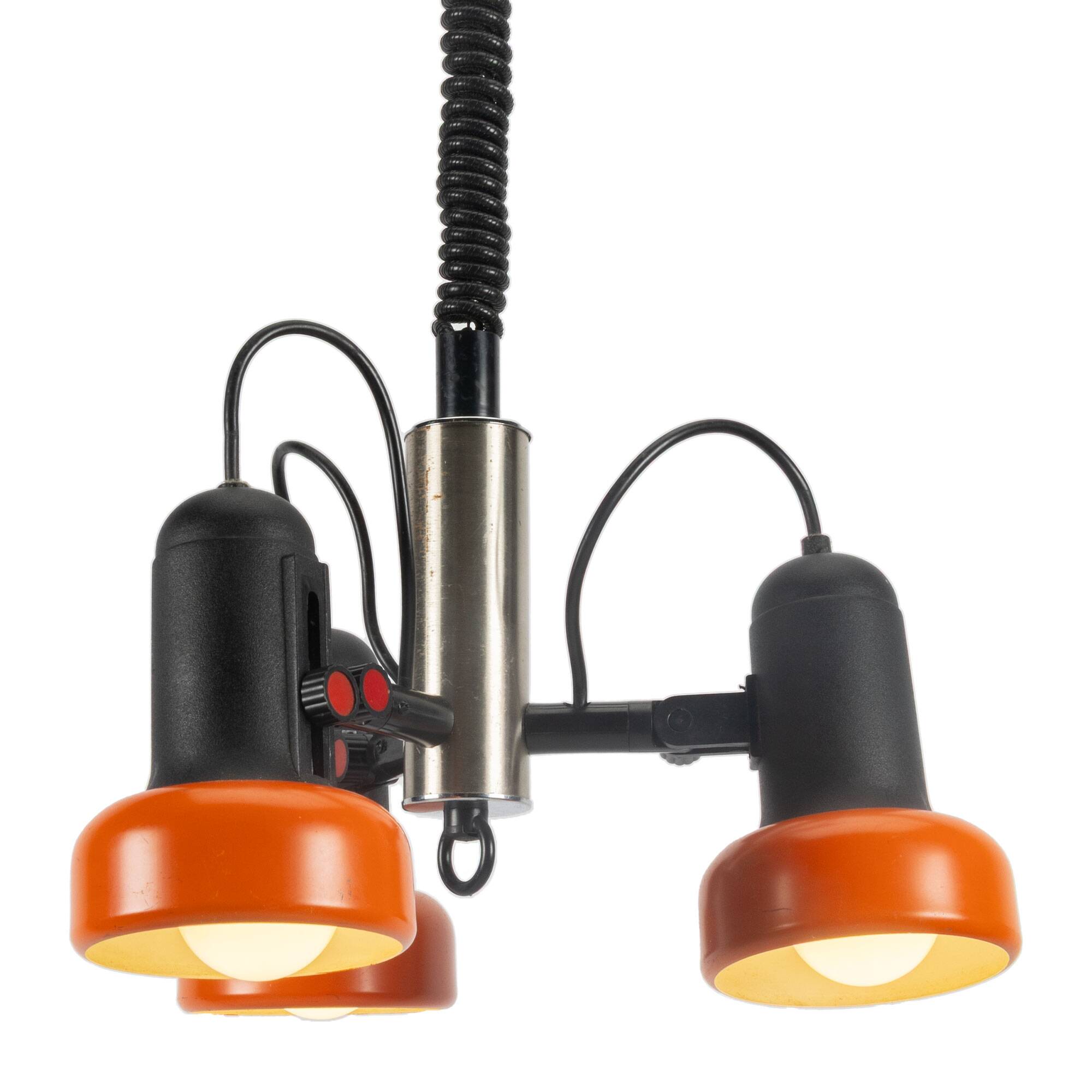 Orange 70s 3-Point adjustable Pendant Lamp