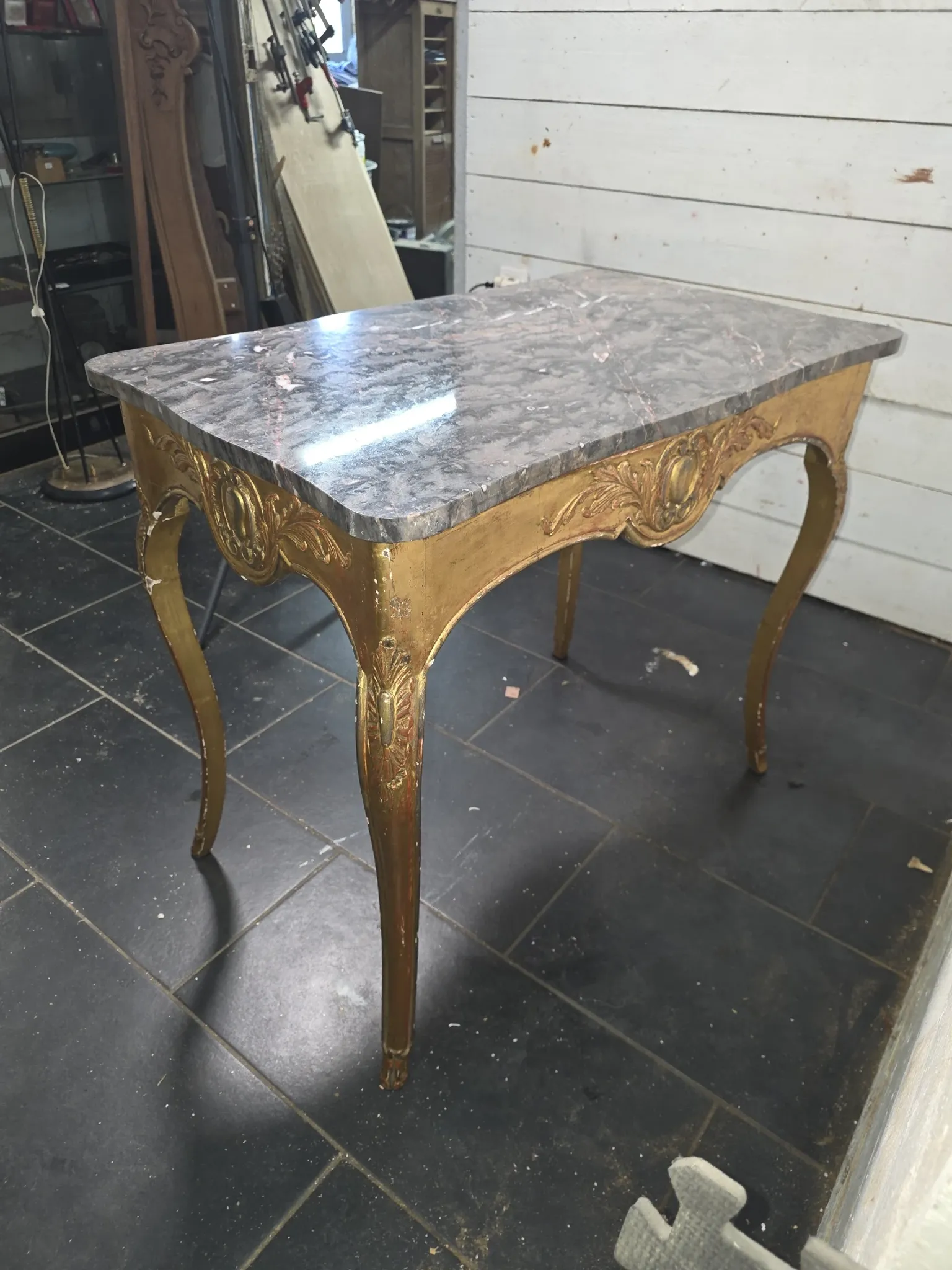Console/centre table in Louis XV style, gilded, 19th century.