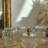 Set of 4 modern pendant lights with antique globes