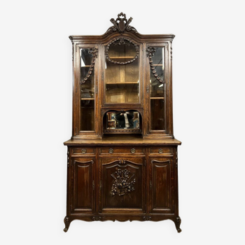 Louis XV / Transition style library buffet in solid oak circa 1880