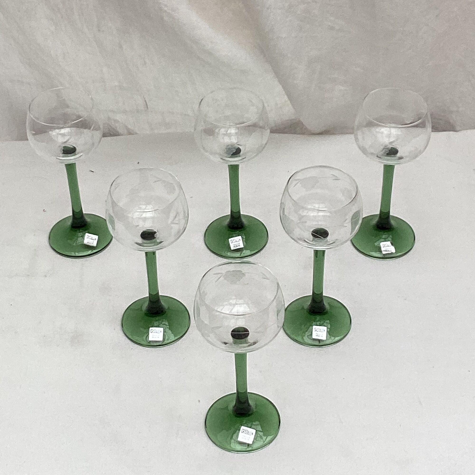 Set of six Riesling wine glasses from the 1970s, dimensions: H-17 cm-D-6.5 cm-