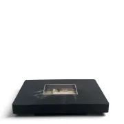 Black and blue marble coffee table with chrome base, designed by Willy Rizzo.