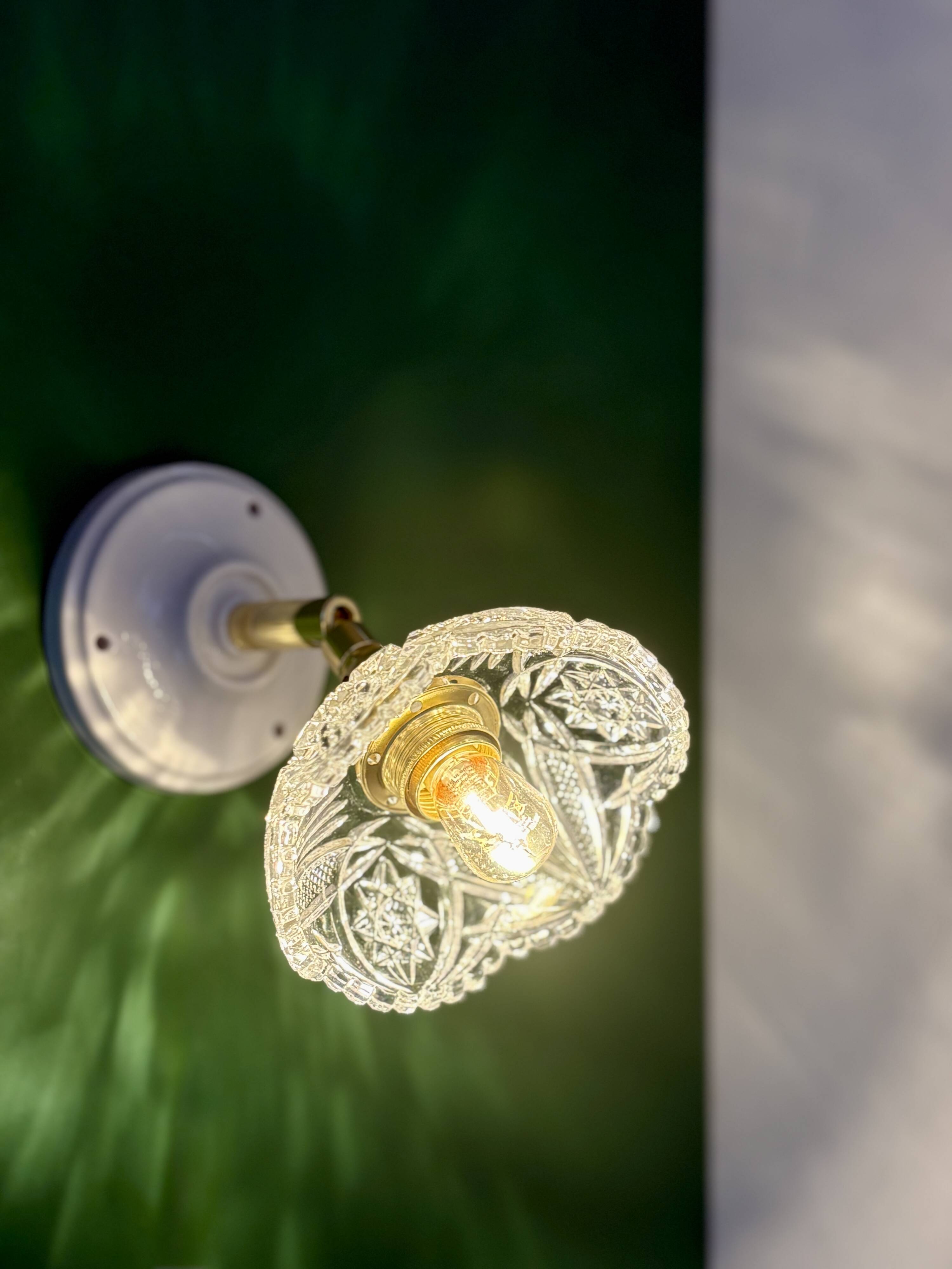 Vintage glass cut lampshade - tableware collection -