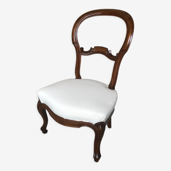Chaise style Louis XV en merisier et tissu