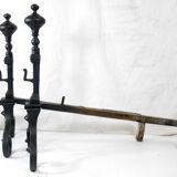pair of wrought iron landier andirons