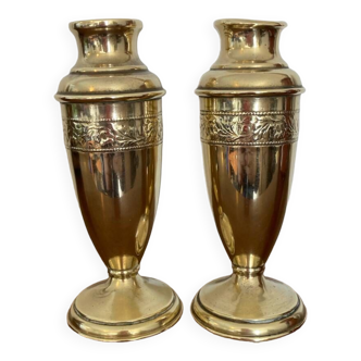 2 vases en laiton ancien