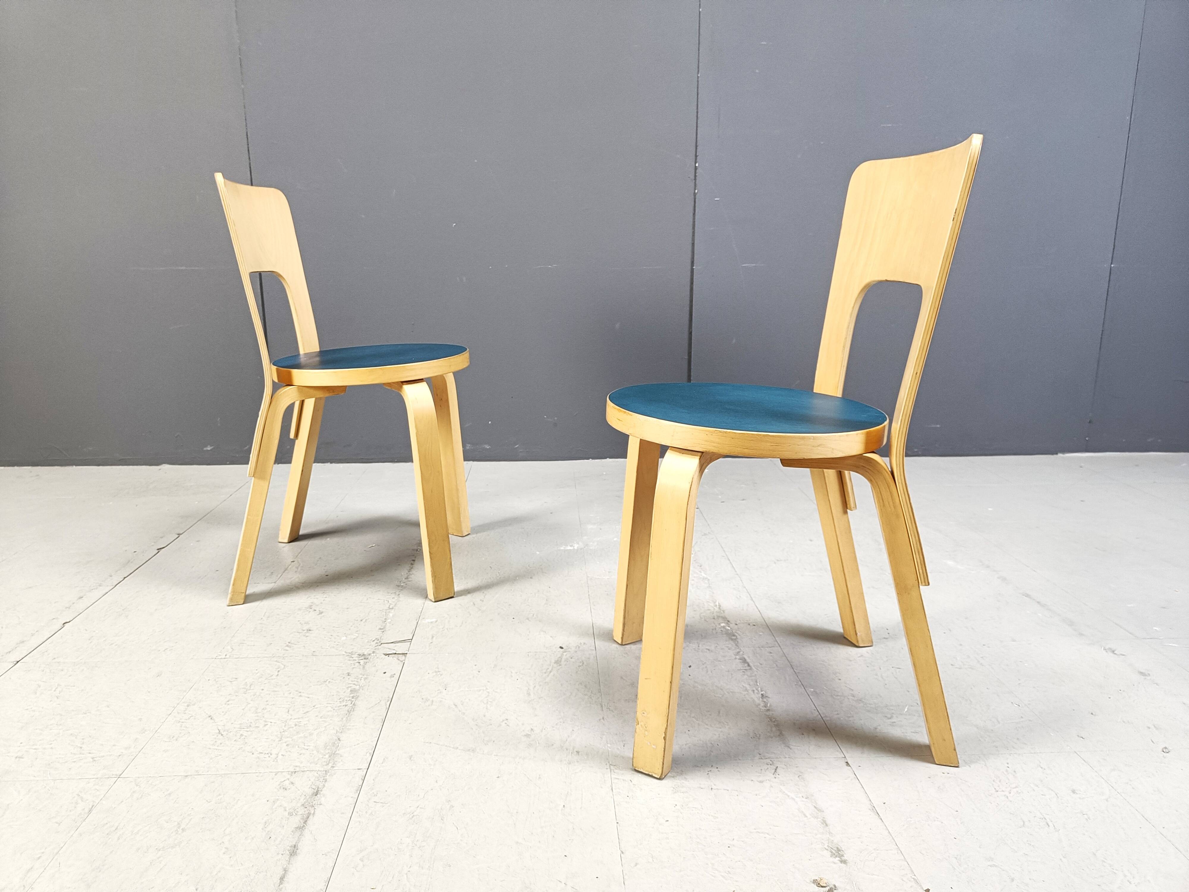 Model 66 dining chairs by Alvar Aalto for Artek, 1960s