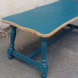 Wood and blue coffee table