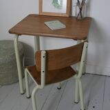 School desk and matching chair green almond