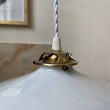 Pair of white glass hanging lamps