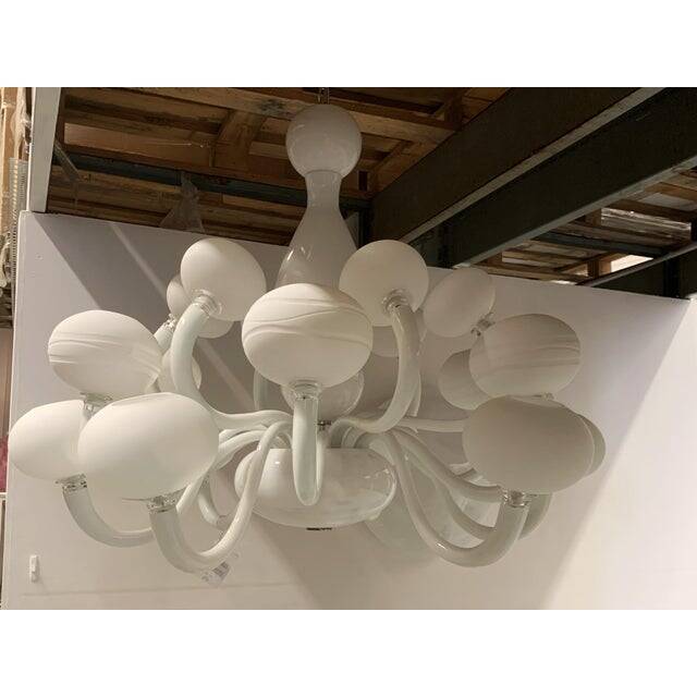 Contemporary pop white murano glass chandelier