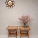 Paire de chevets en rotin vintage