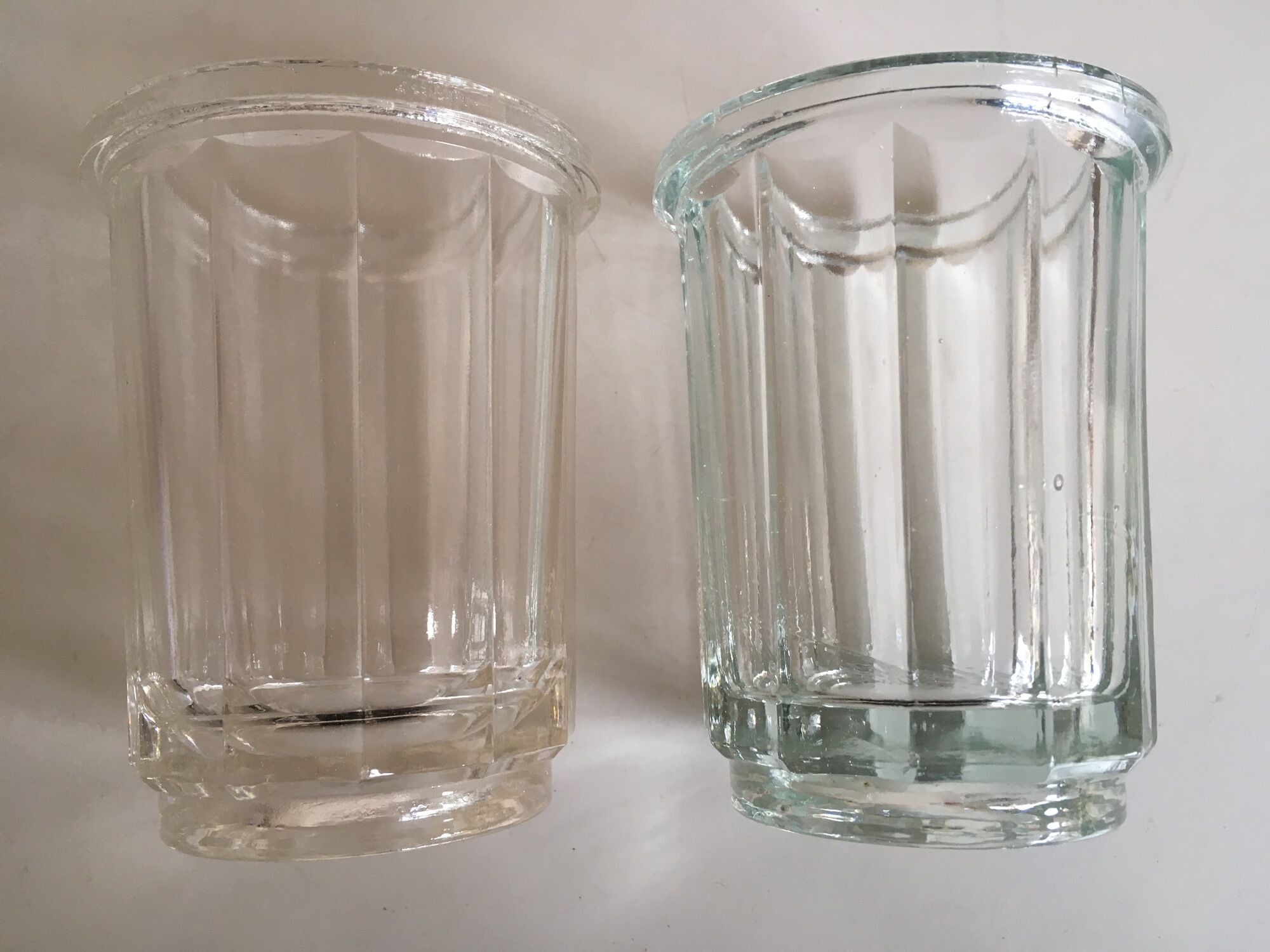 Pair of pots to jams in glass fluted on foot early 20th e