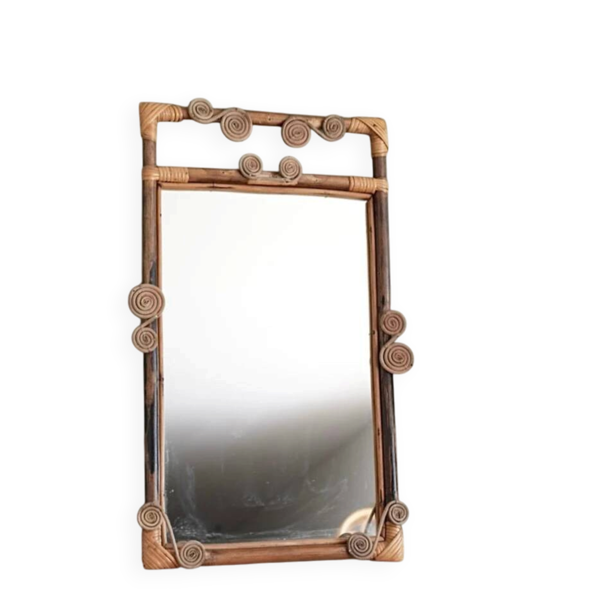 Antique rattan mirror
