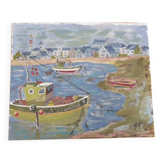 Oil "Fishing boats at Port Le Guilvinec"