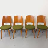 Set of 4 vintage Baumann Mondor chairs in terry cloth wood