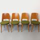 Suite de 4 chaises Mondor vintage de marque Baumann en bois tissu bouclette