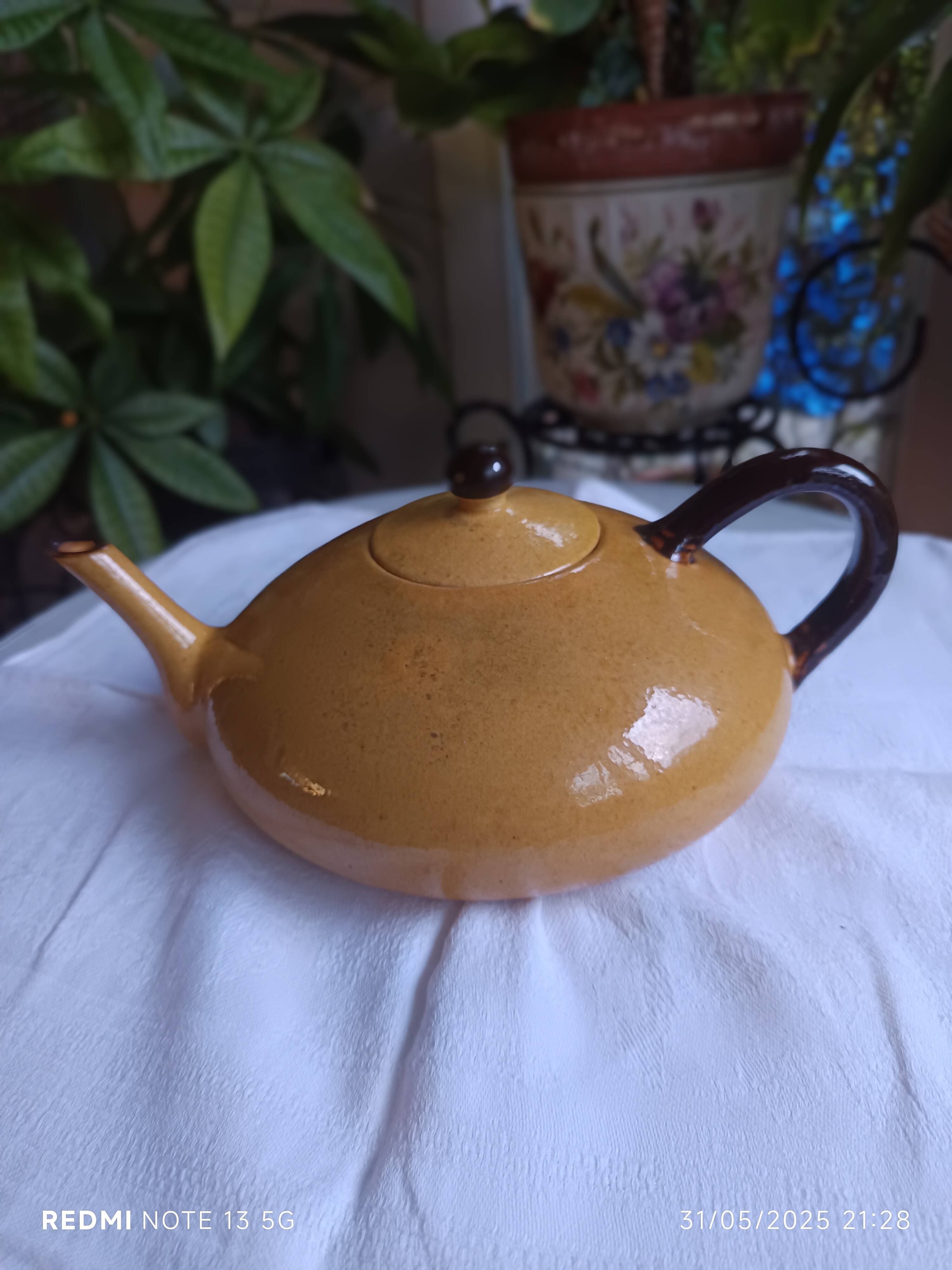beautiful glazed ceramic teapot signed Chapello Jean Baptiste Vallauris