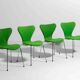 4 chaises papillon Fritz Hansen en tissu vert, années 1980