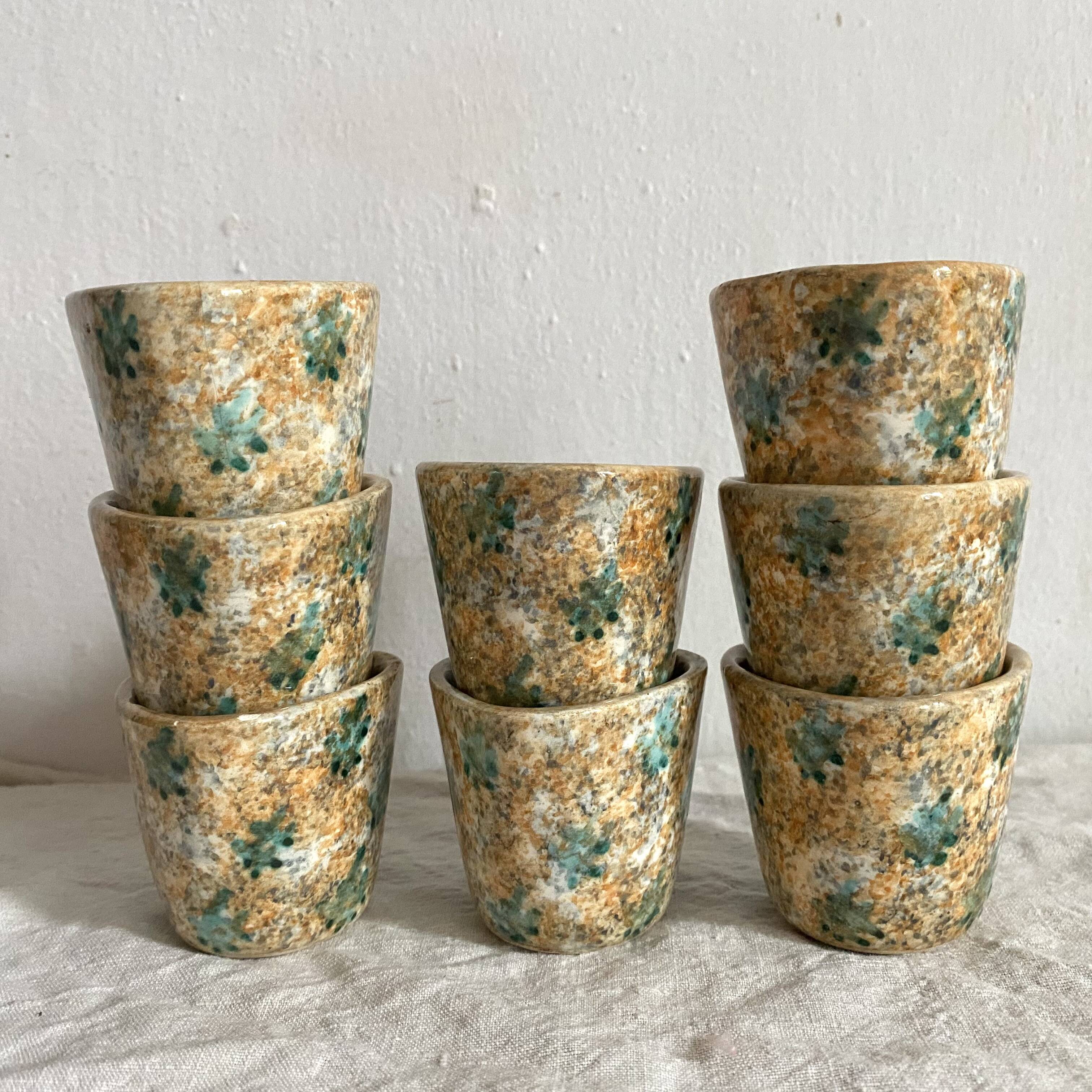 Espresso coffee cups with hand-painted decor, 1960s
