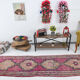 Tapis pastel rose & bleu vintage 315x85cm