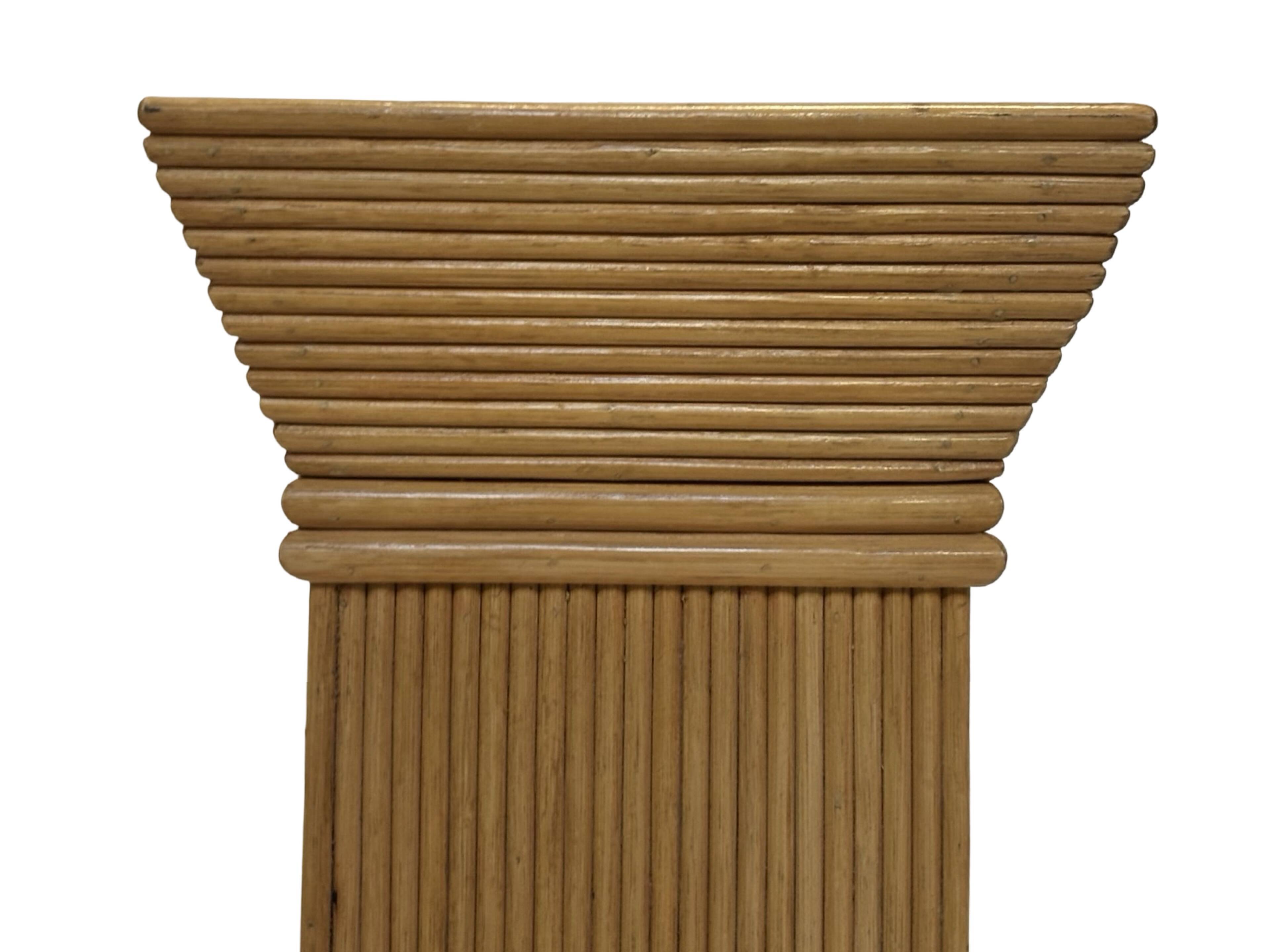 Vintage Rattan Column Planter Bamboo Bohemian Pillar '70s Rattan Mcguire