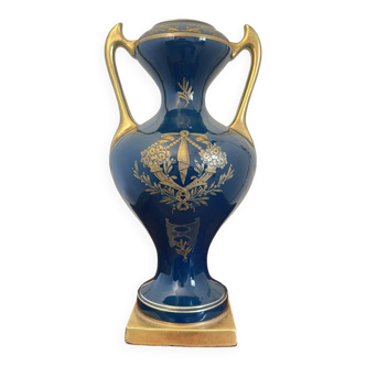 Antique large empire vase blue & gold jaguet pinon 40cm 2.6kg