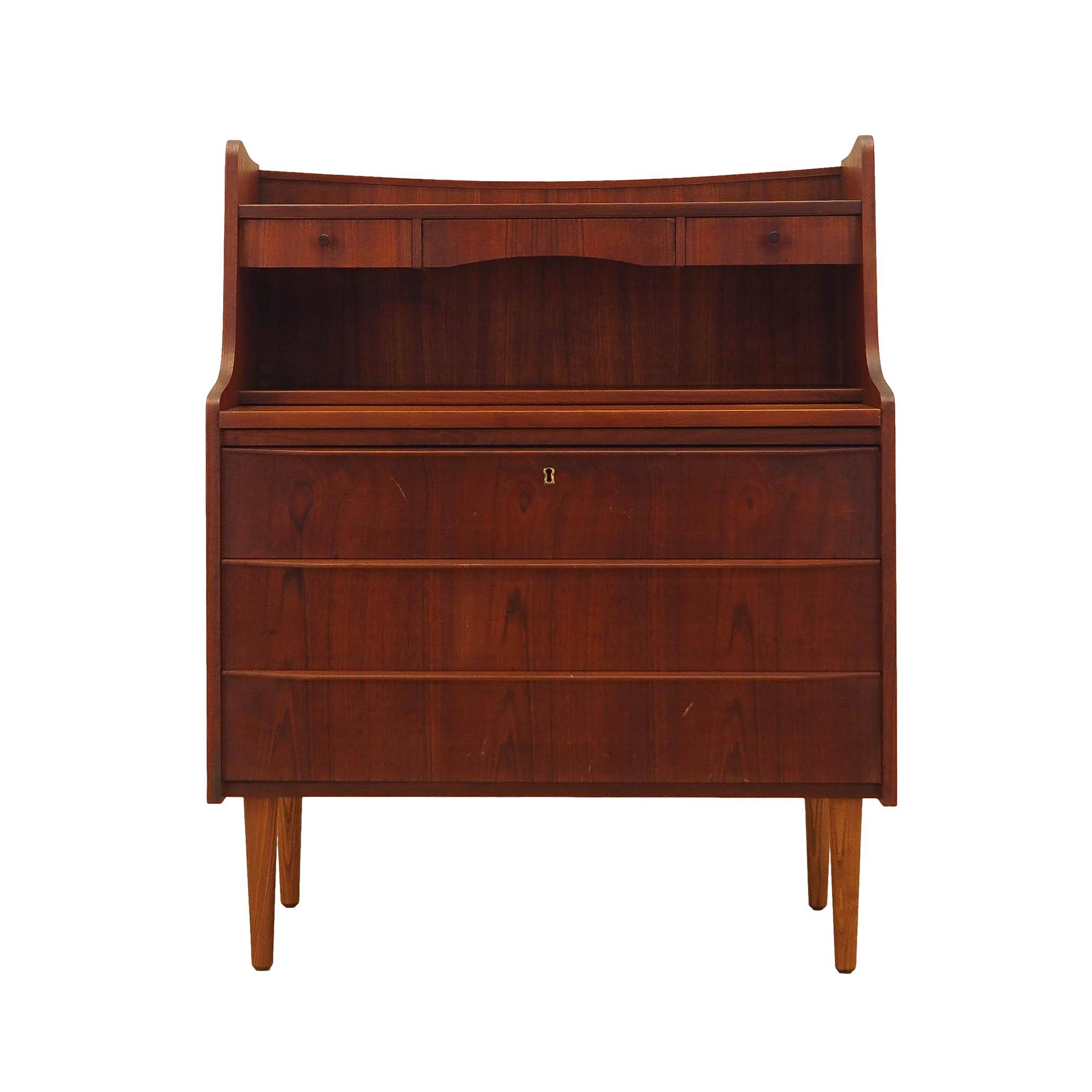 Secrétaire en teck, design danois, années 1970, fabriqué au Danemark