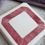 Porcelain underside, badonviller france, white and red underside, ceramic plate