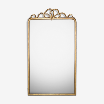 Antique mirror with bow crest 126x220cm