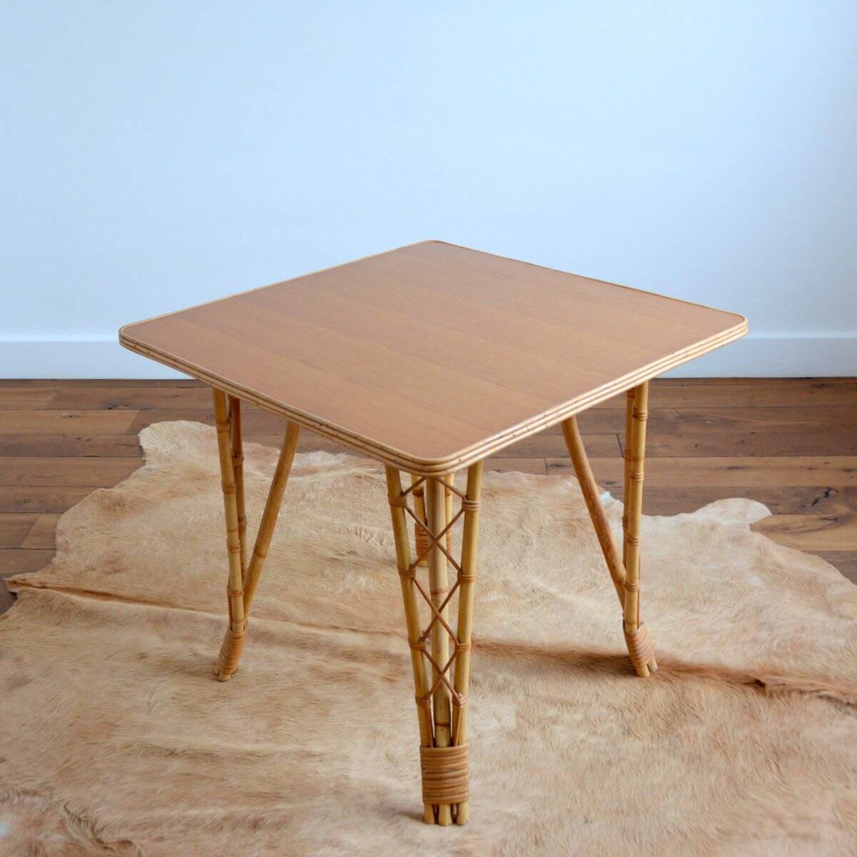 Vintage bamboo and rattan dining table 1960s