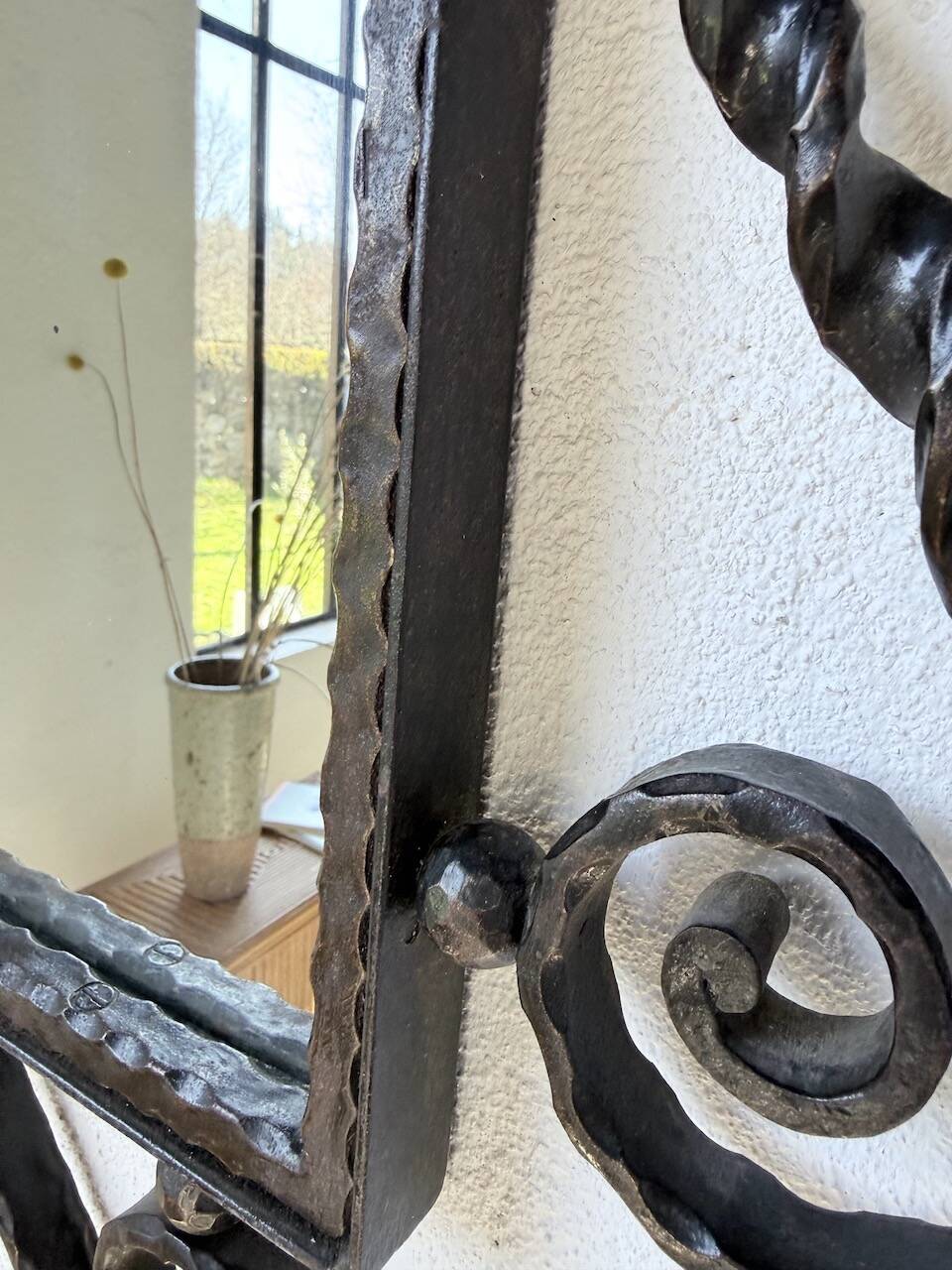 Brutalist wrought iron mirror 1940