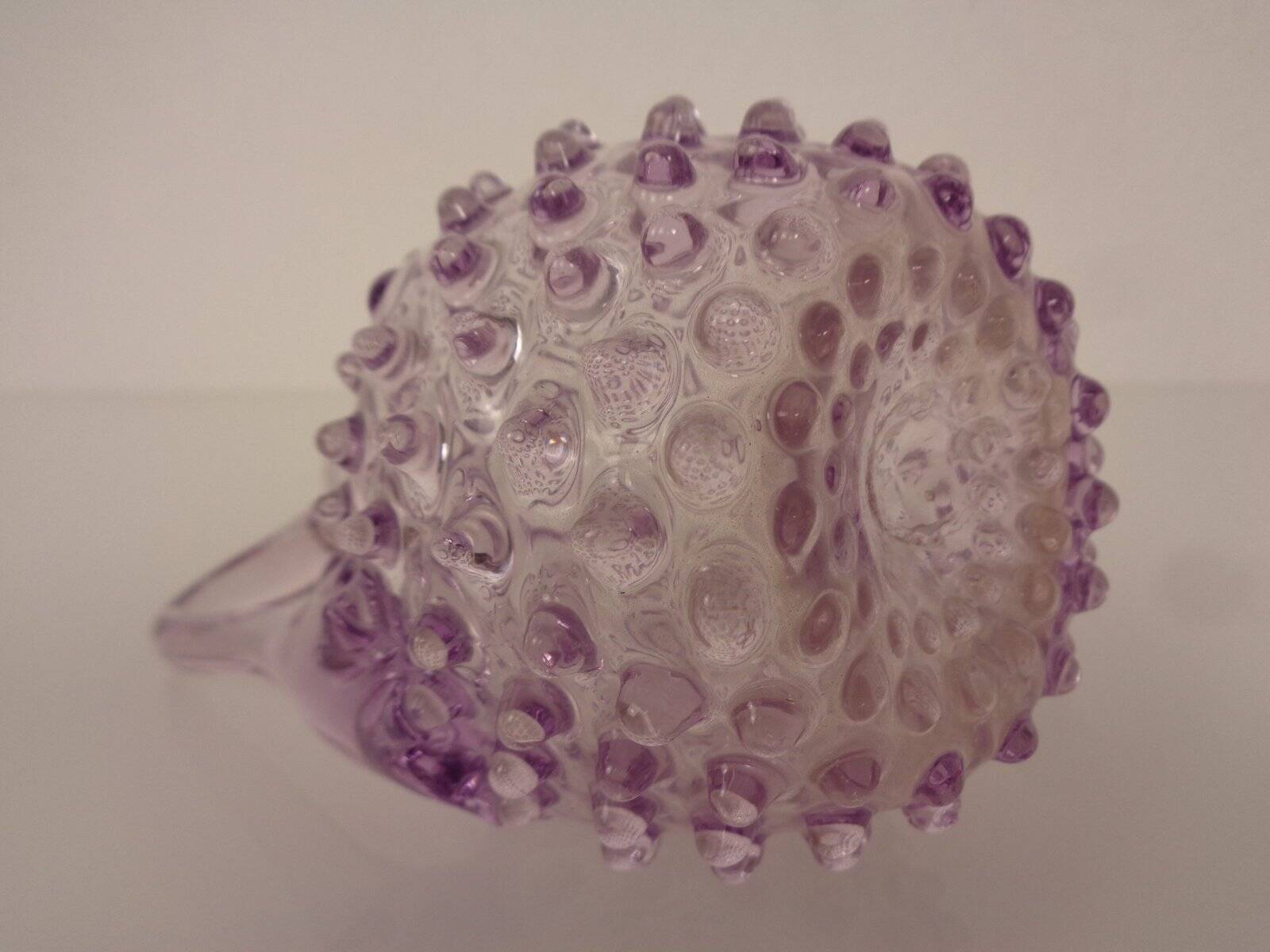 Italian pink bubble glass decanter with stopper, 1960s