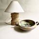 Lampe pierre annees 70 et l’abat-jour coton