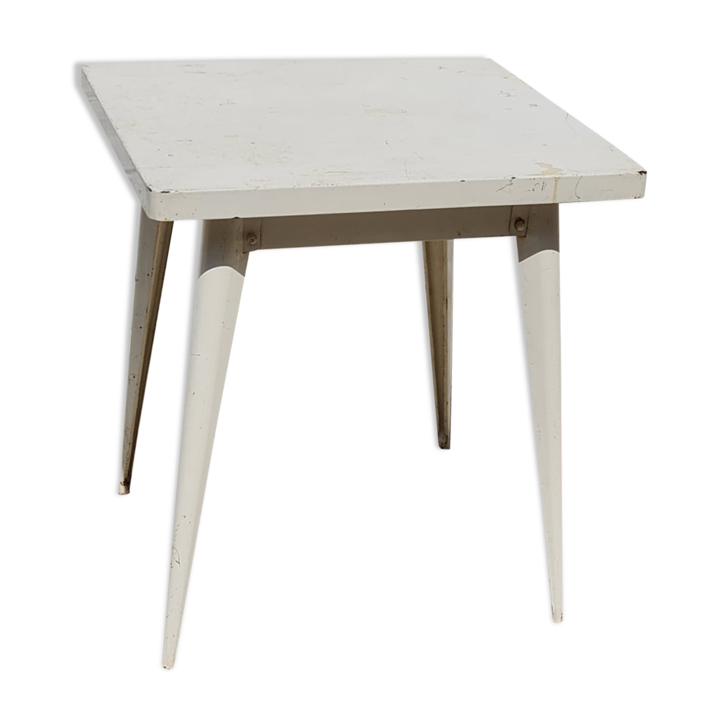 Old square tolix table white metal