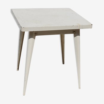 Table Tolix carrée blanche métal