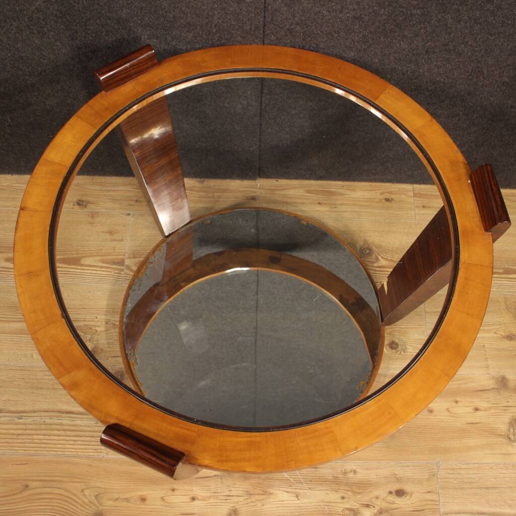 Table basse italienne en bois et verre, années 60