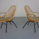 Set of Dutch Mid-Century Bamboo Chairs by Rohé Noordwolde, 1950s