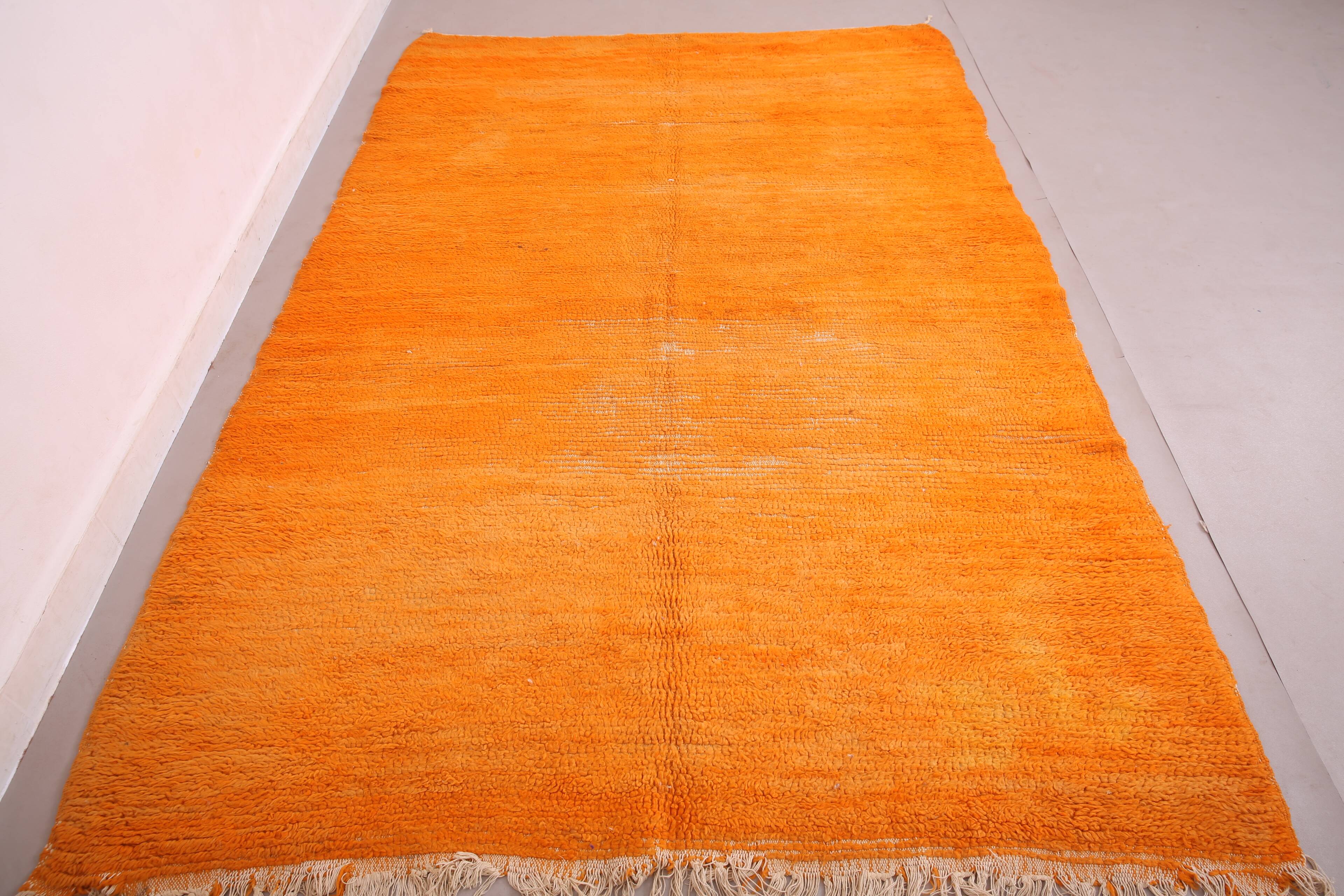 Tapis marocain vintage orange 174 x 255 cm - Tapis en laine berbère - Tapis fait main