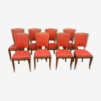 Set of 8 chairs in red skai year 60