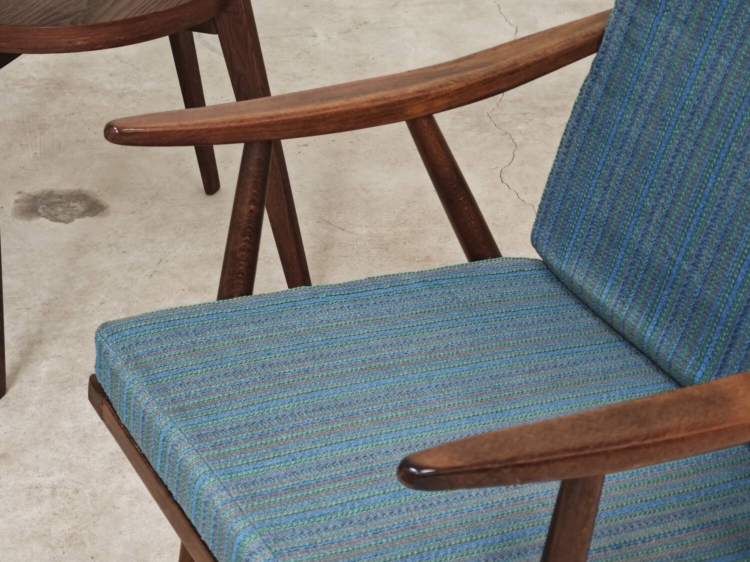 Pair of blue boomerang armchairs by Antonin Suman for Ton (Thonet) 1960