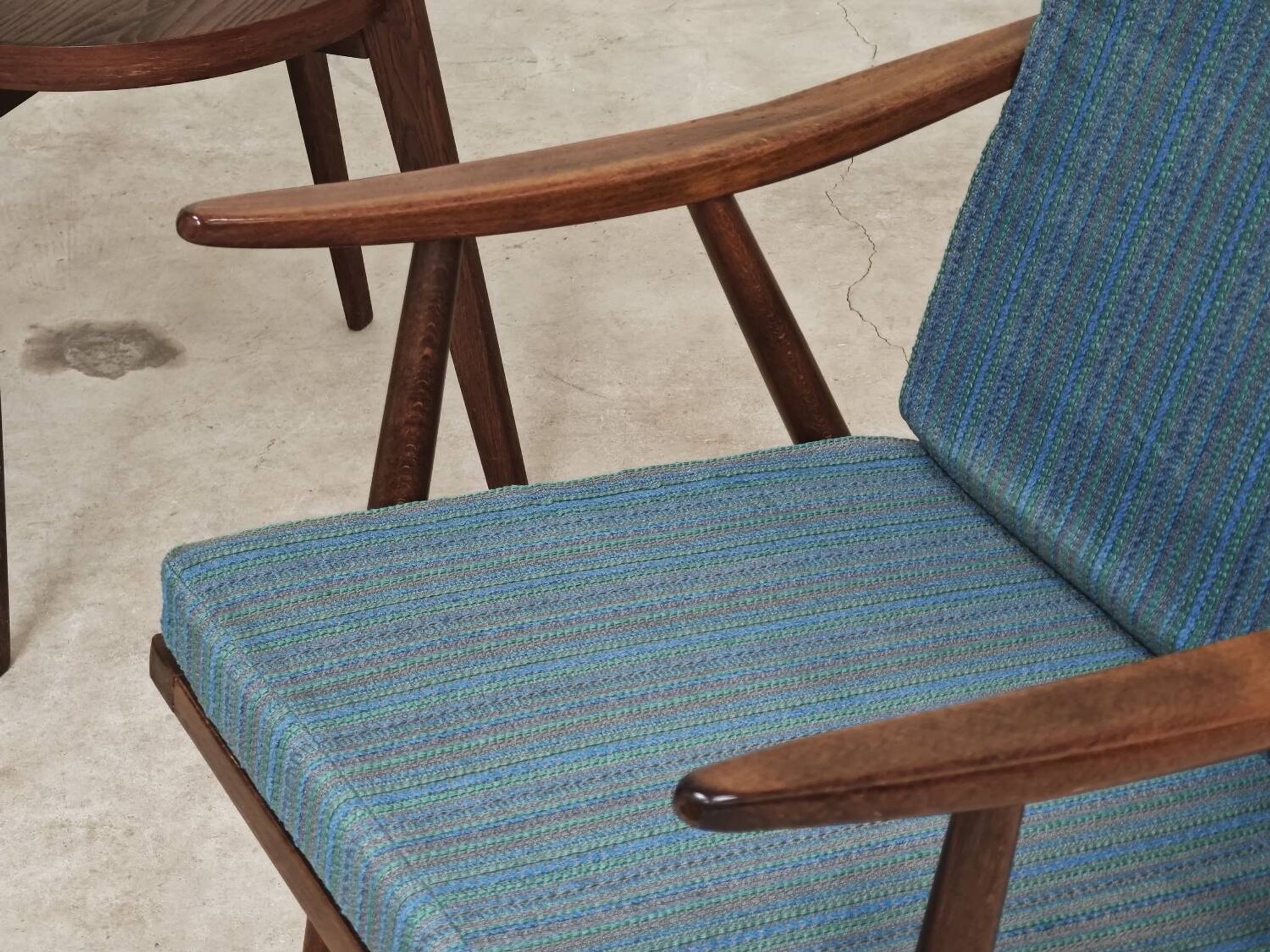 Pair of blue boomerang armchairs by Antonin Suman for Ton (Thonet) 1960
