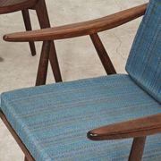 Pair of blue boomerang armchairs by Antonin Suman for Ton (Thonet) 1960